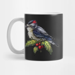 Holiday Bird Downy Woodpecker Mug